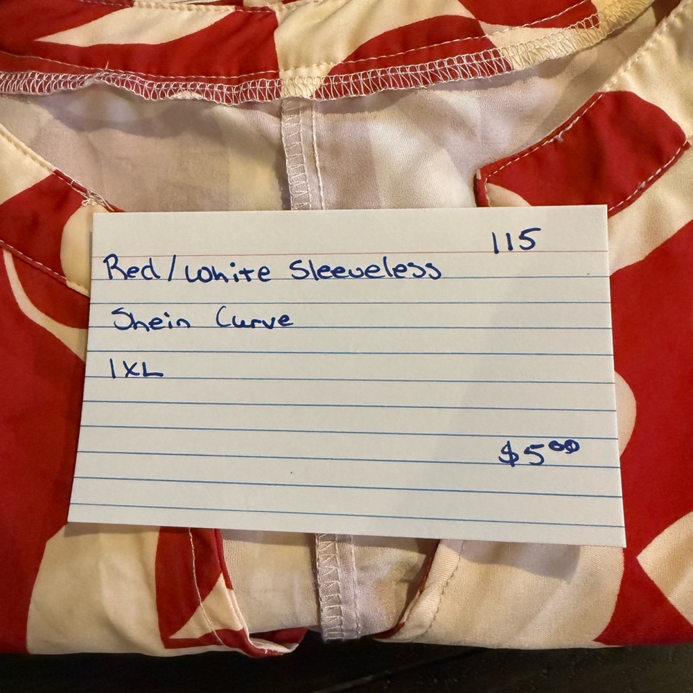 Red and White Sleeveless Top - Picture 4 of 4